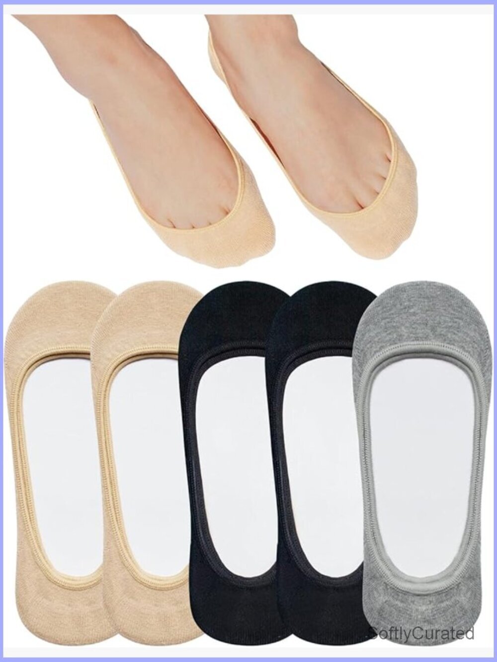 No Show Socks for Flats Non Slip Invisible Low Cut Women's Sizes 5-11